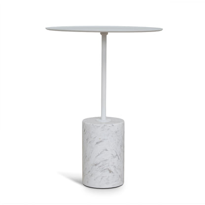 45cm Matte White Side Table - Carrara Marble