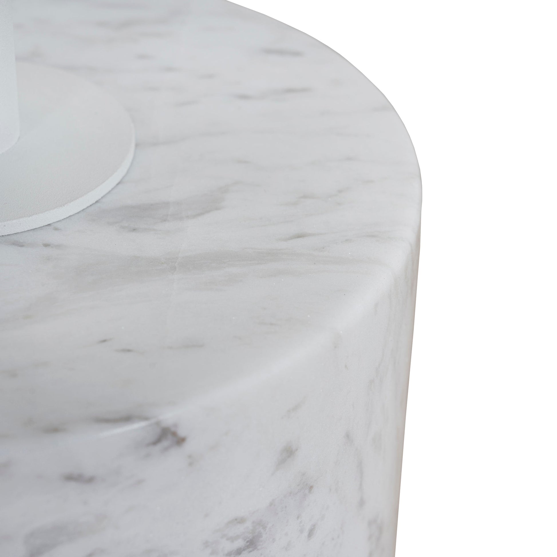 45cm Matte White Side Table - Carrara Marble