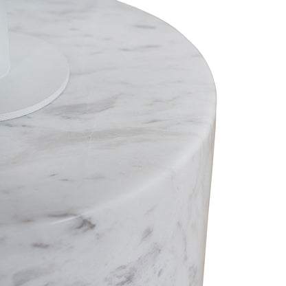 45cm Matte White Side Table - Carrara Marble