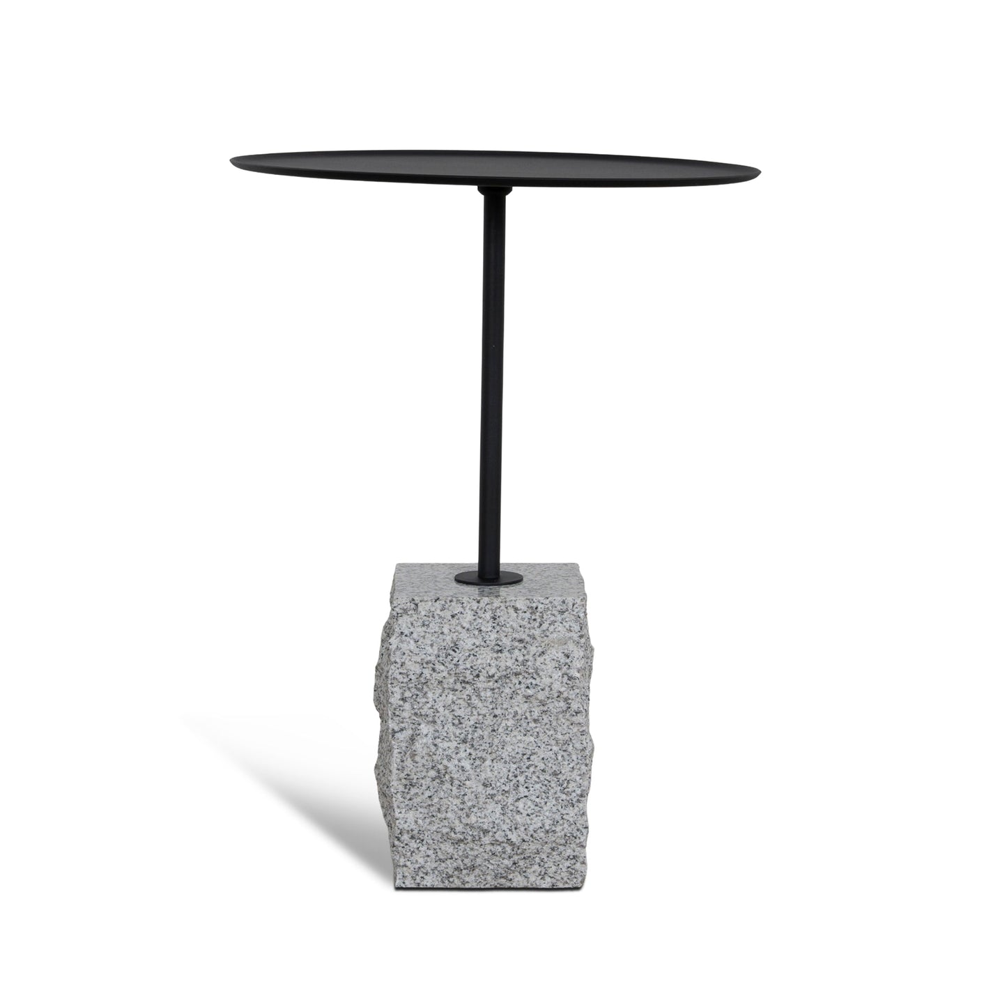 45cm Matte Black Side Table - Faceted Granite Marble