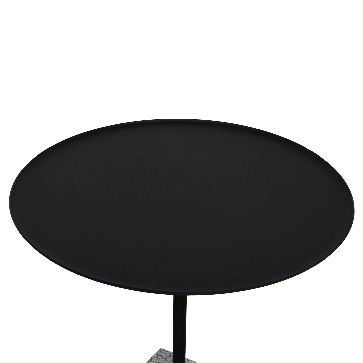 45cm Matte Black Side Table - Faceted Granite Marble