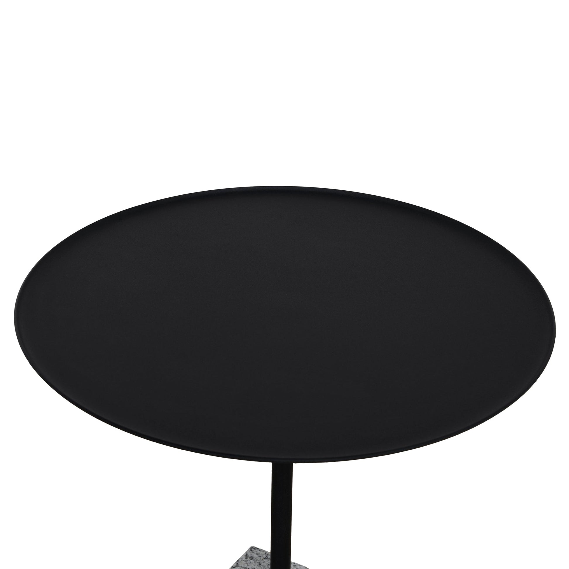 45cm Matte Black Side Table - Faceted Granite Marble