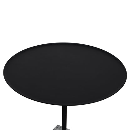 45cm Matte Black Side Table - Faceted Granite Marble