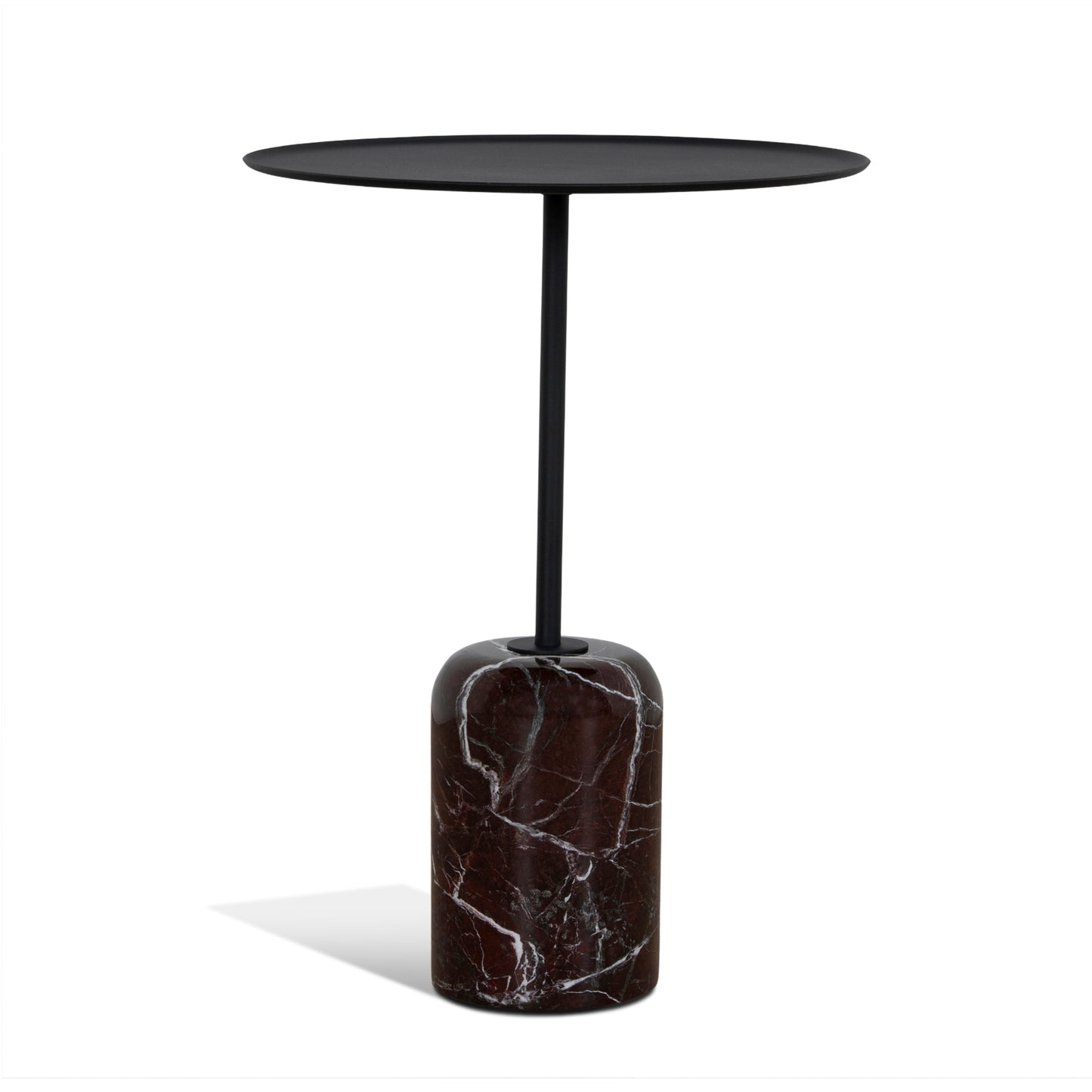 45cm Matte Black Side Table - Rosso Levanto Marble