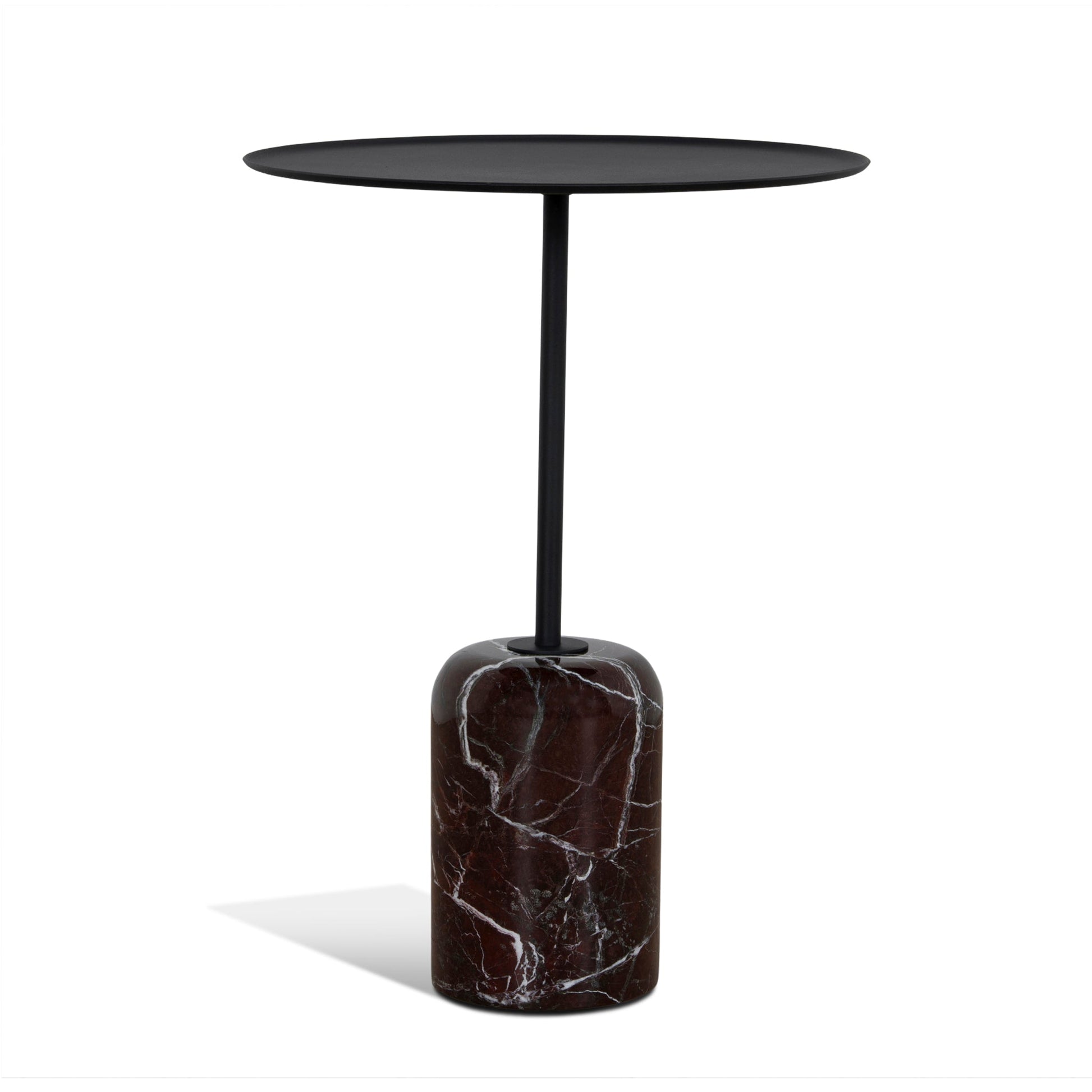 45cm Matte Black Side Table - Rosso Levanto Marble