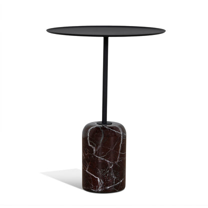 45cm Matte Black Side Table - Rosso Levanto Marble