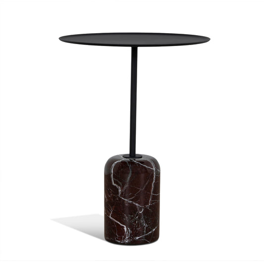 45cm Matte Black Side Table - Rosso Levanto Marble