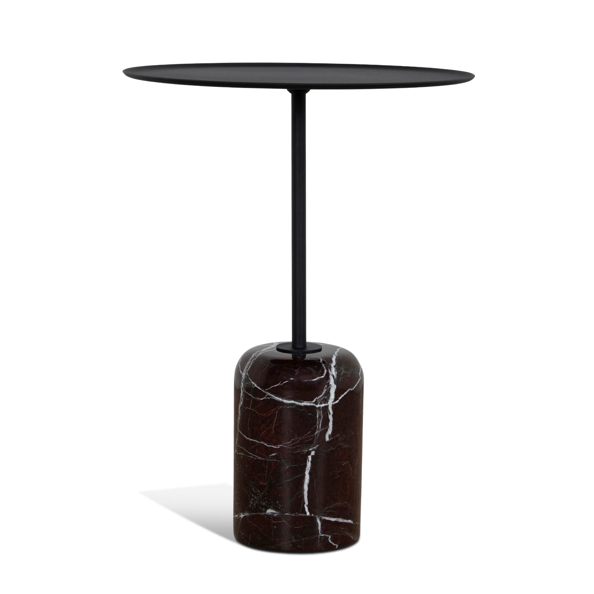 45cm Matte Black Side Table - Rosso Levanto Marble