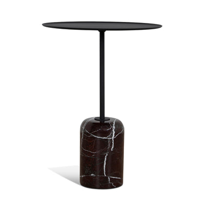 45cm Matte Black Side Table - Rosso Levanto Marble