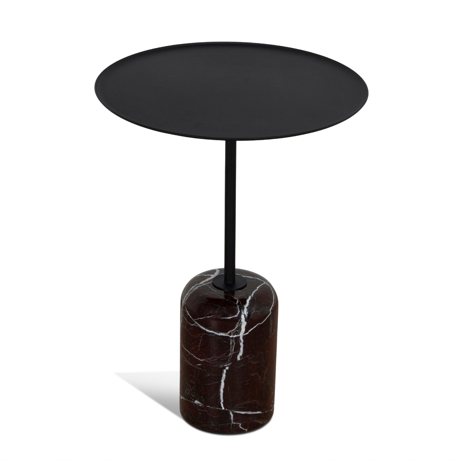 45cm Matte Black Side Table - Rosso Levanto Marble