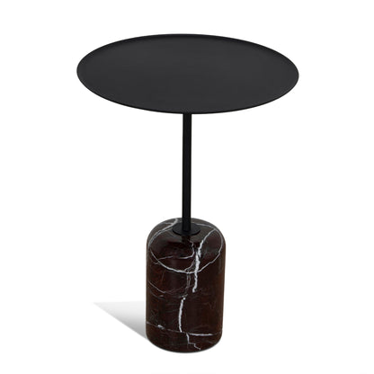 45cm Matte Black Side Table - Rosso Levanto Marble