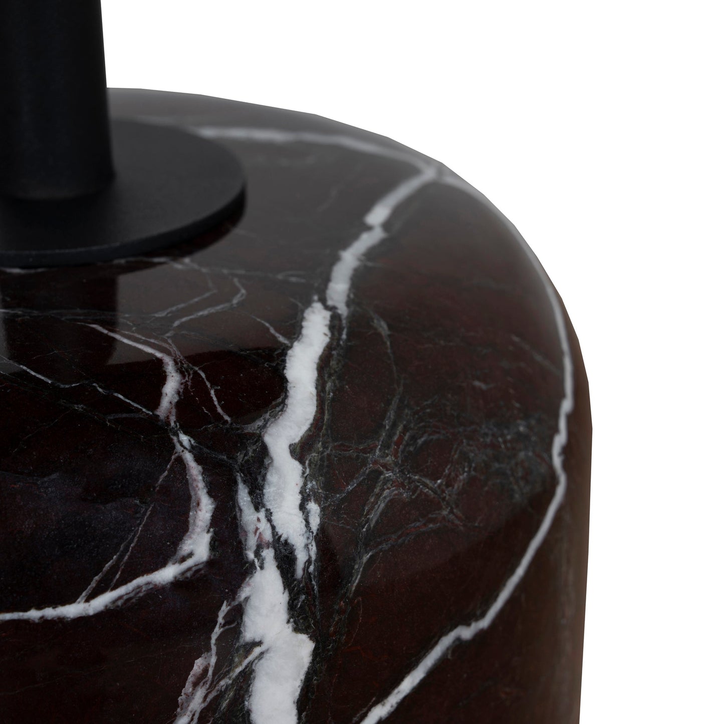 45cm Matte Black Side Table - Rosso Levanto Marble