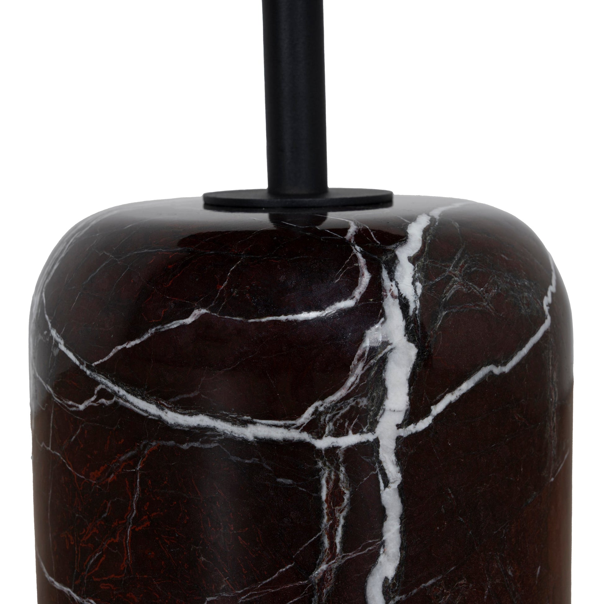 45cm Matte Black Side Table - Rosso Levanto Marble