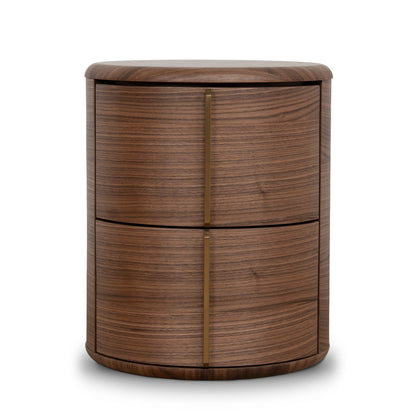 46cm Round Bedside Table - Walnut