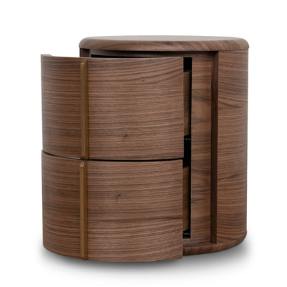 46cm Round Bedside Table - Walnut