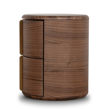 46cm Round Bedside Table - Walnut