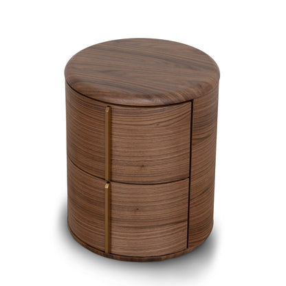 46cm Round Bedside Table - Walnut