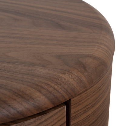 46cm Round Bedside Table - Walnut