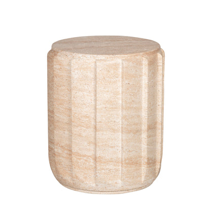 38cm Stool Side Table - Light Travertine Look