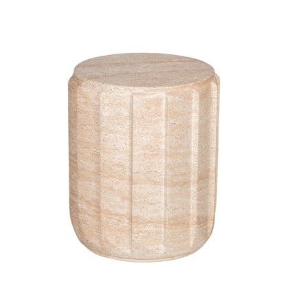 38cm Stool Side Table - Light Travertine Look