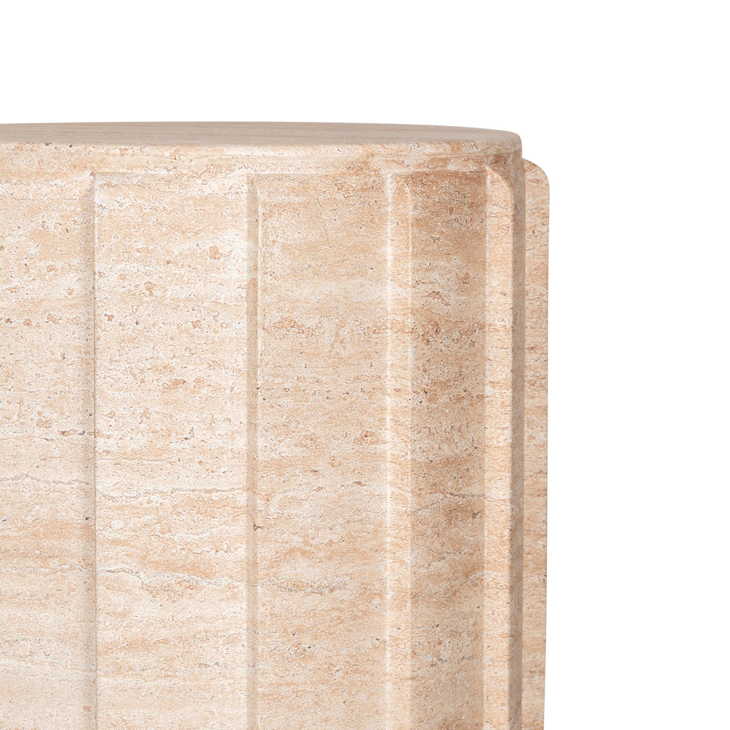 38cm Stool Side Table - Light Travertine Look
