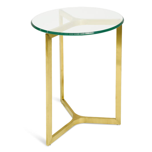 Round Glass Side Table - Gold Base