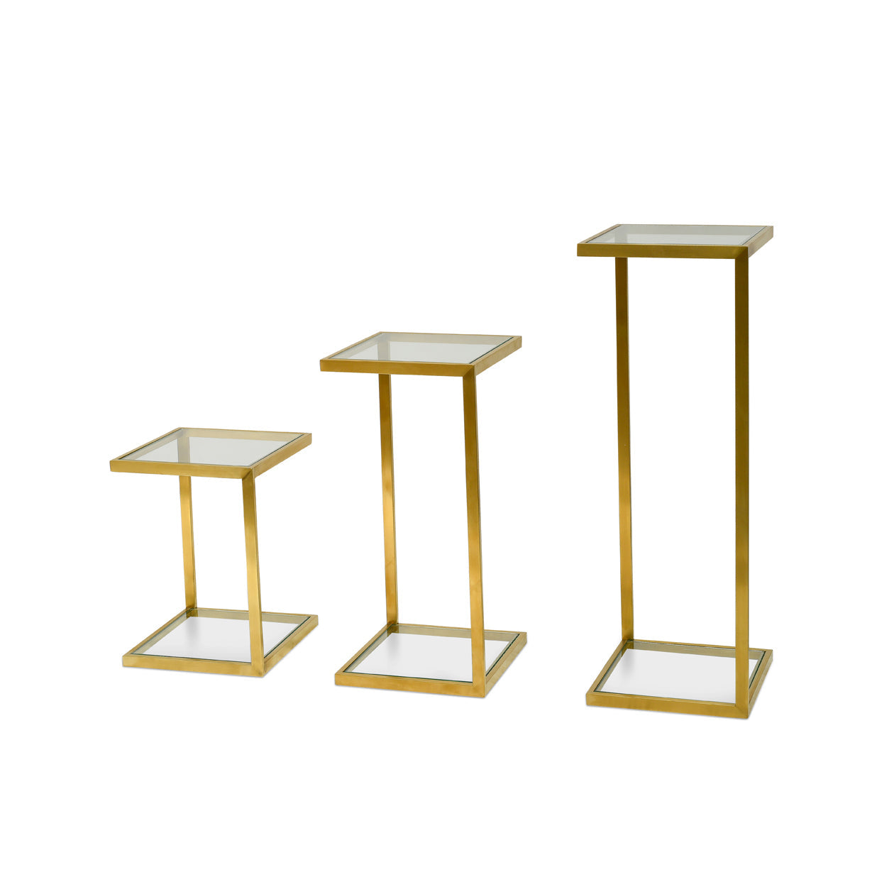 Glass Side Table - Gold Base (Set of 3) - Last one