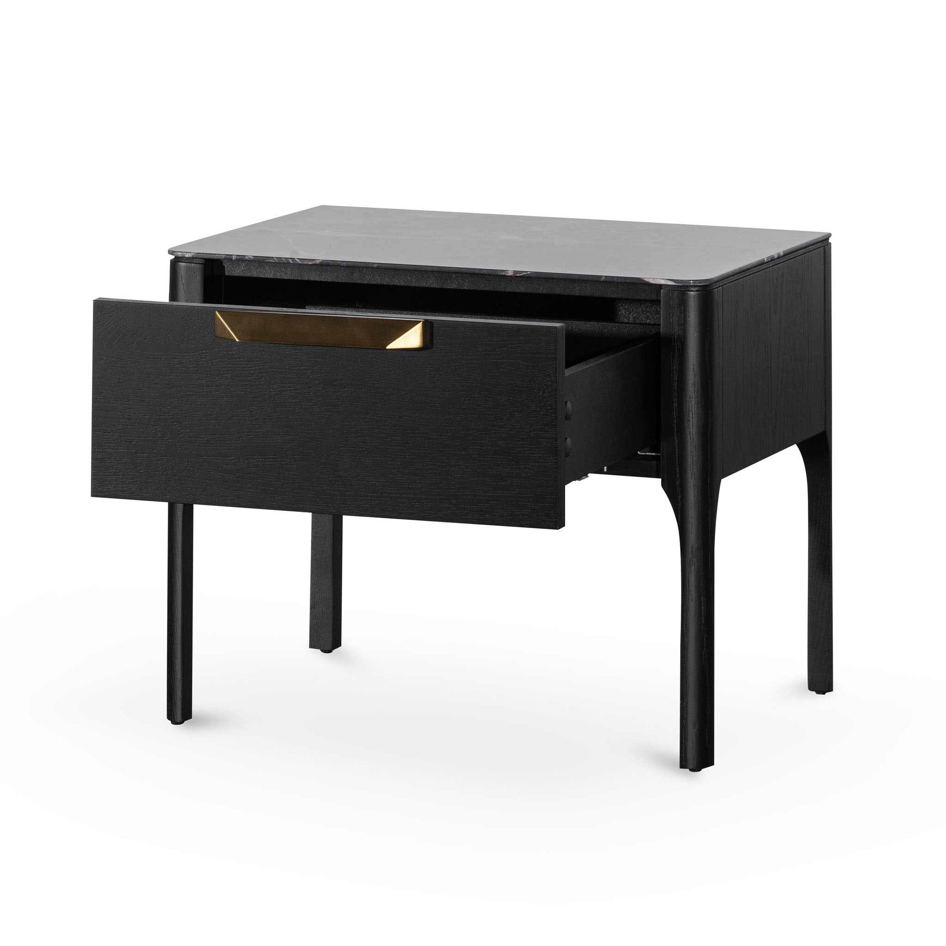 Bedside Table - Black with Porcelain Marble Top