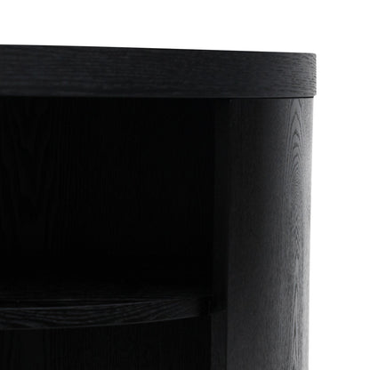 Round Wooden Bedside Table - Black Mountain