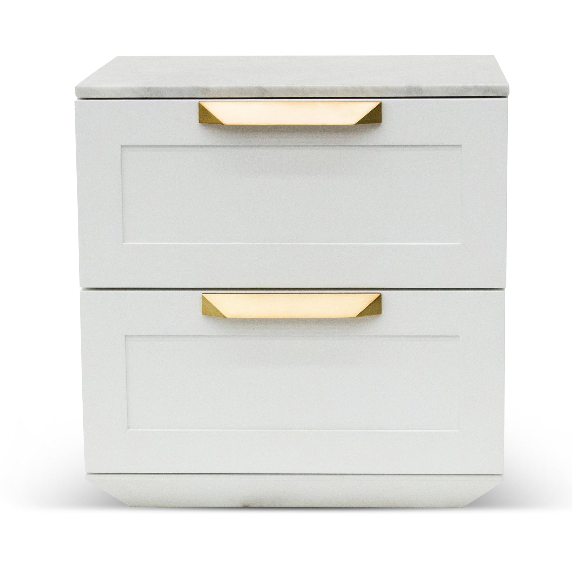 Bedside Table - White with Marble Top