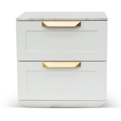 Bedside Table - White with Marble Top