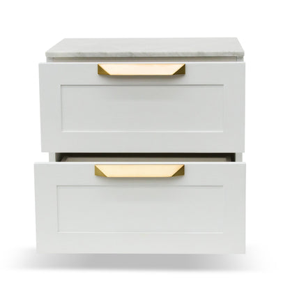 Bedside Table - White with Marble Top