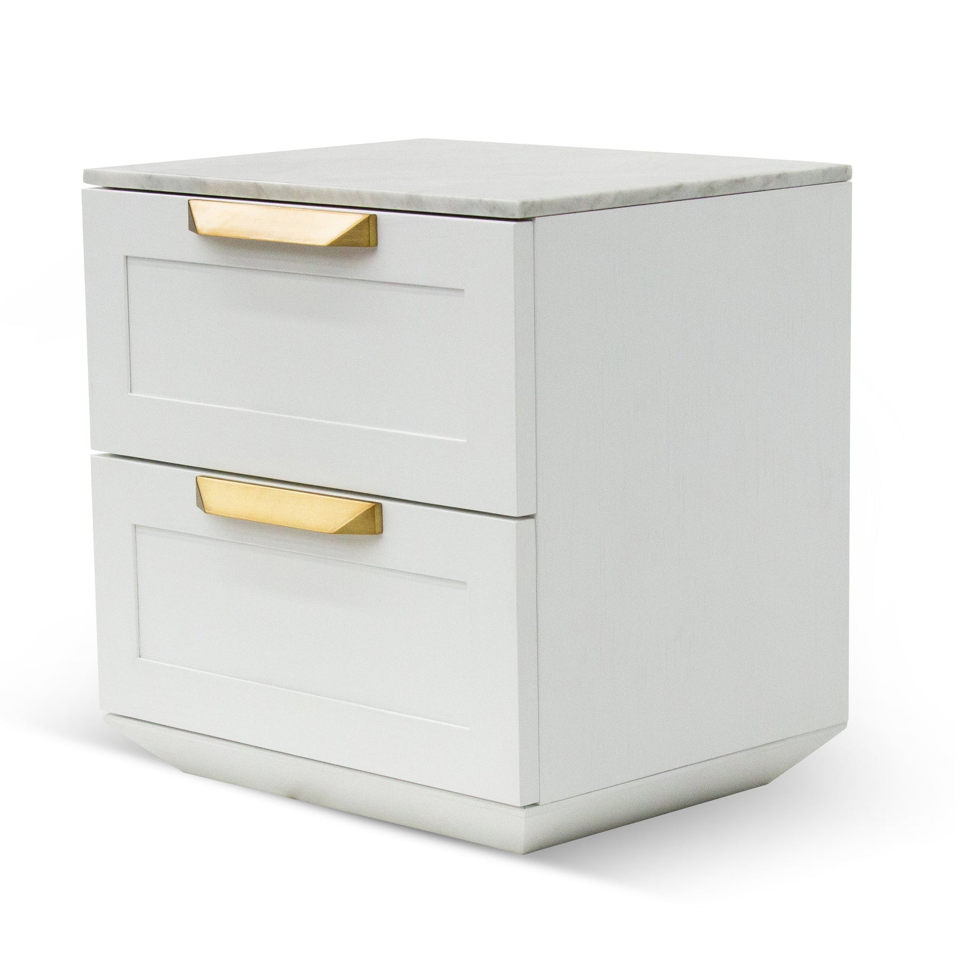 Bedside Table - White with Marble Top