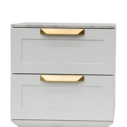 Bedside Table - White with Marble Top