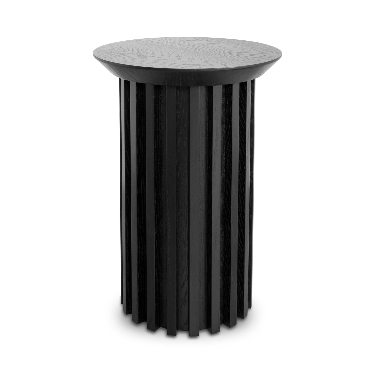 Round Side Table - Black Oak
