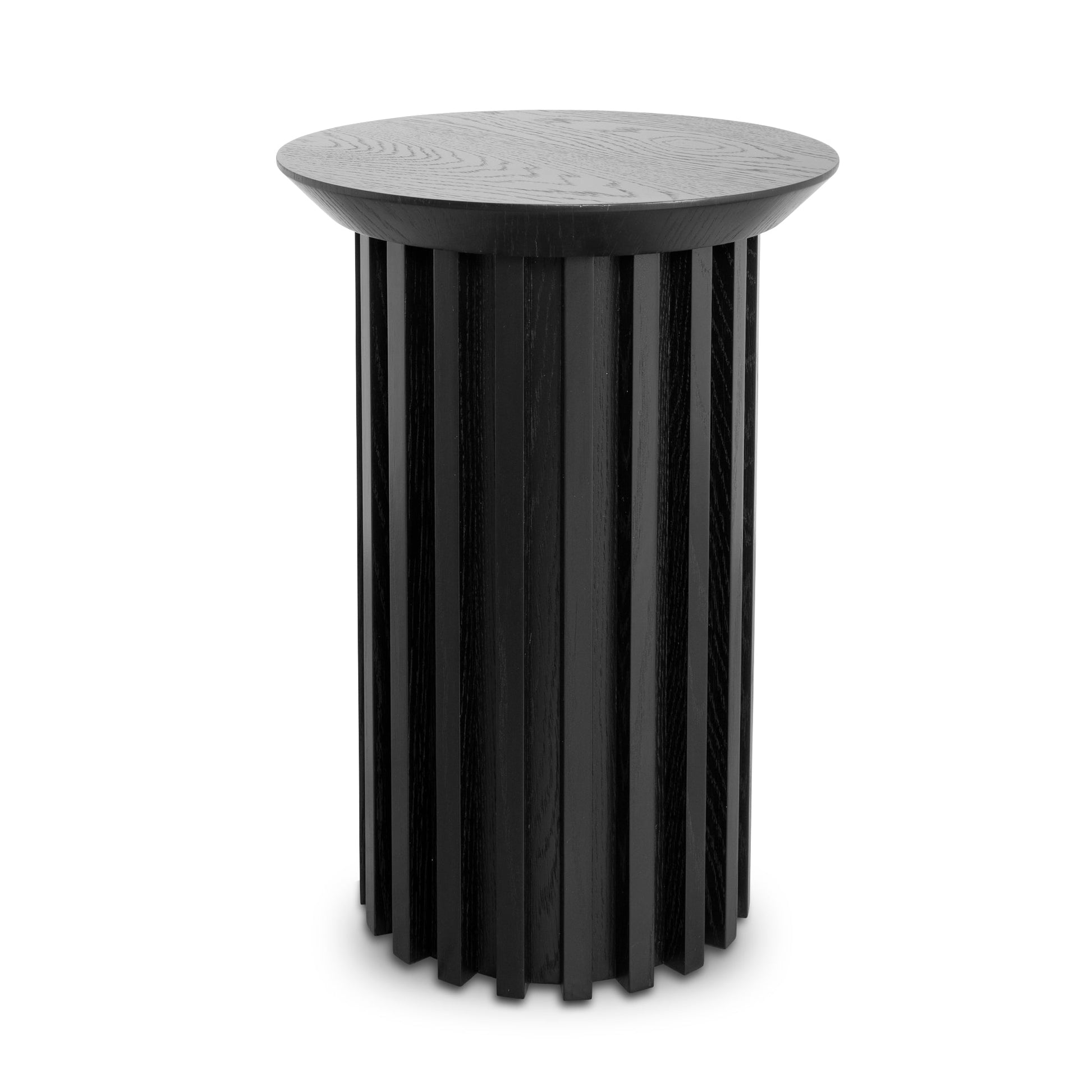 Round Side Table - Black Oak