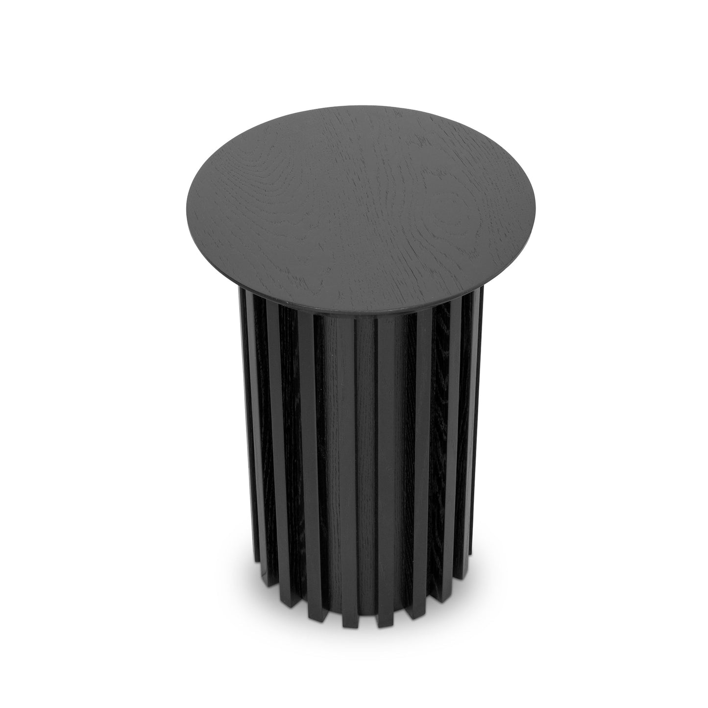 Round Side Table - Black Oak