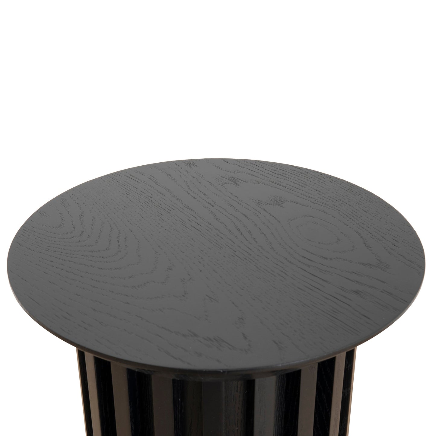 Round Side Table - Black Oak
