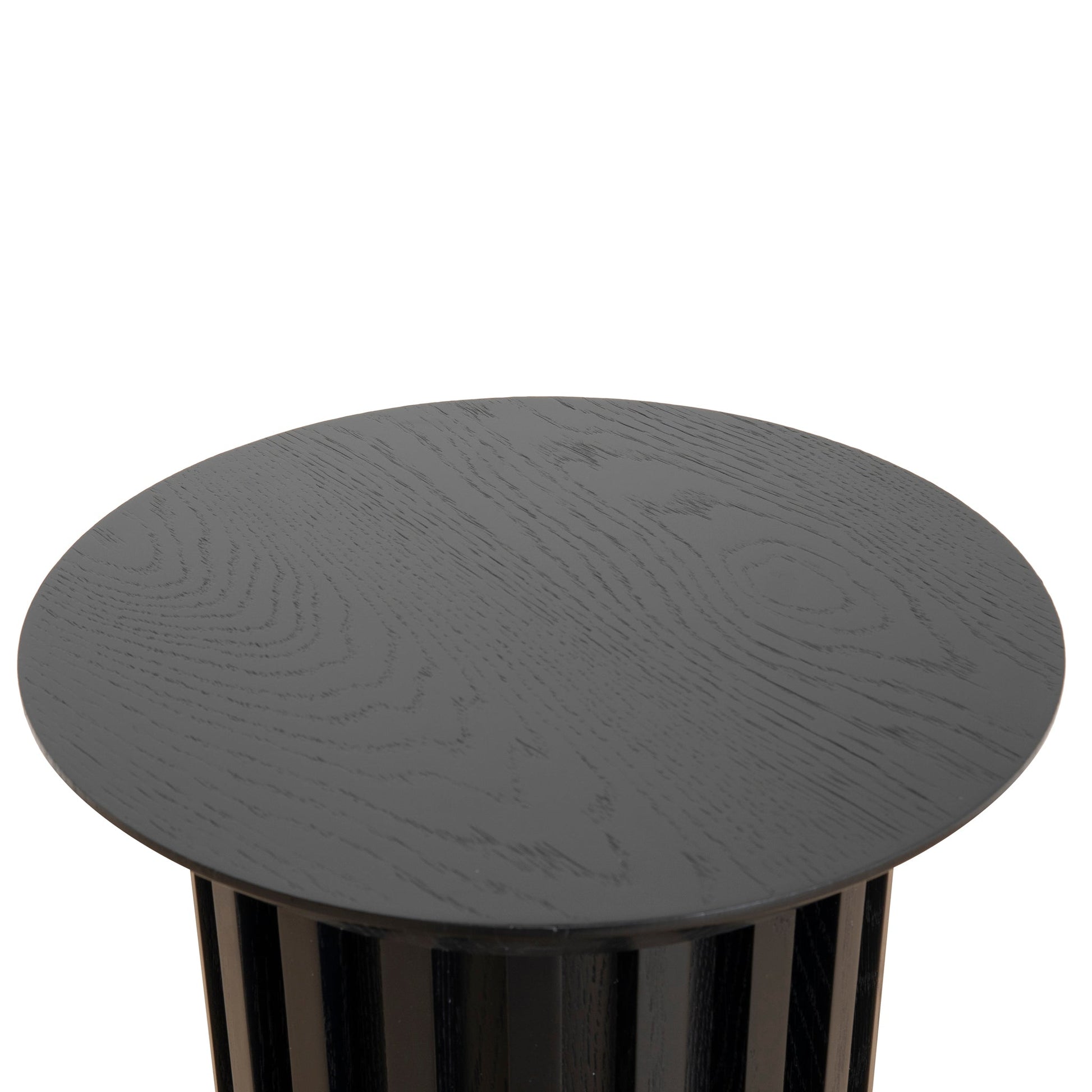 Round Side Table - Black Oak