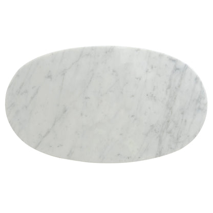 60cm Marble Side Table - White Base