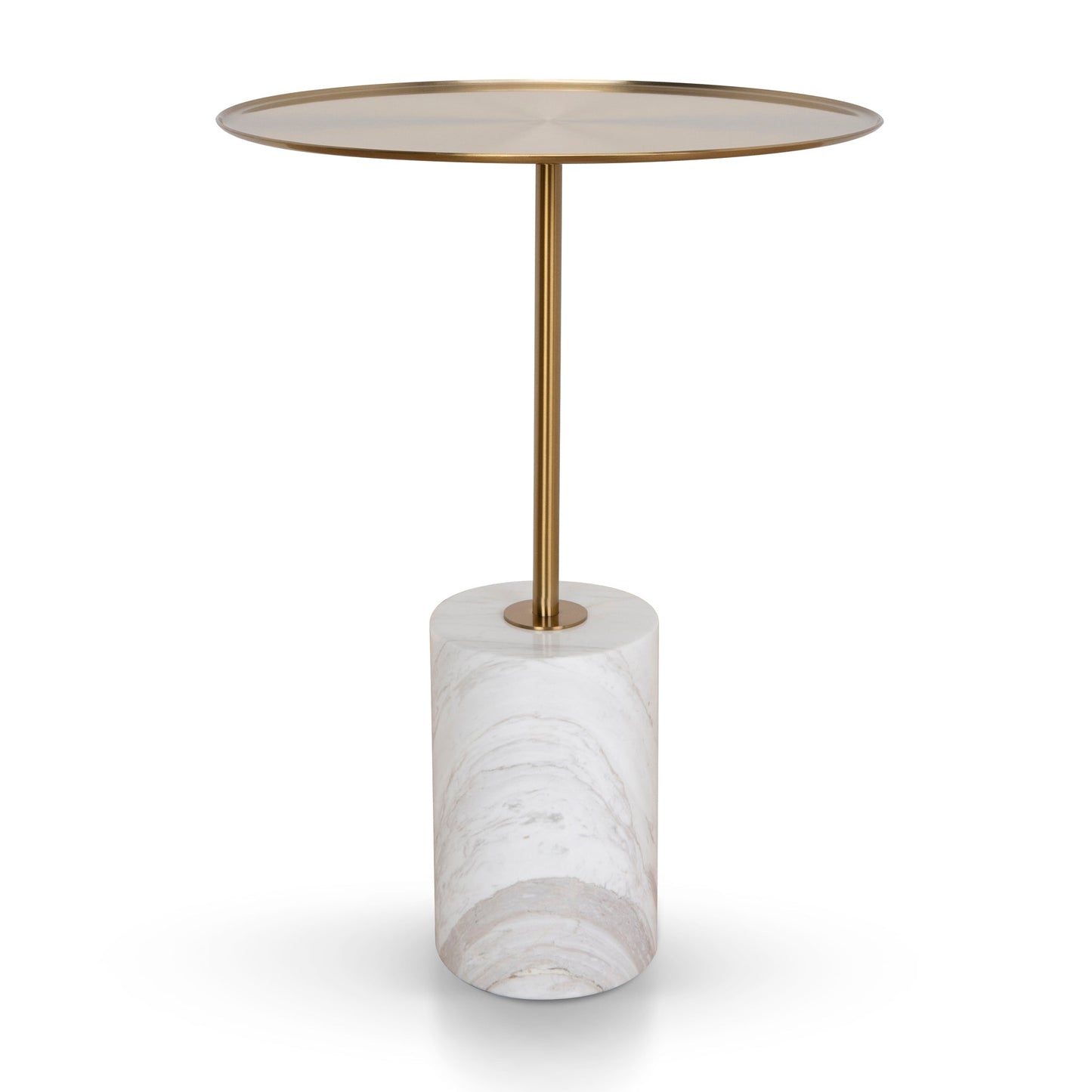 45cm Brushed Gold Side Table - Carrara Marble
