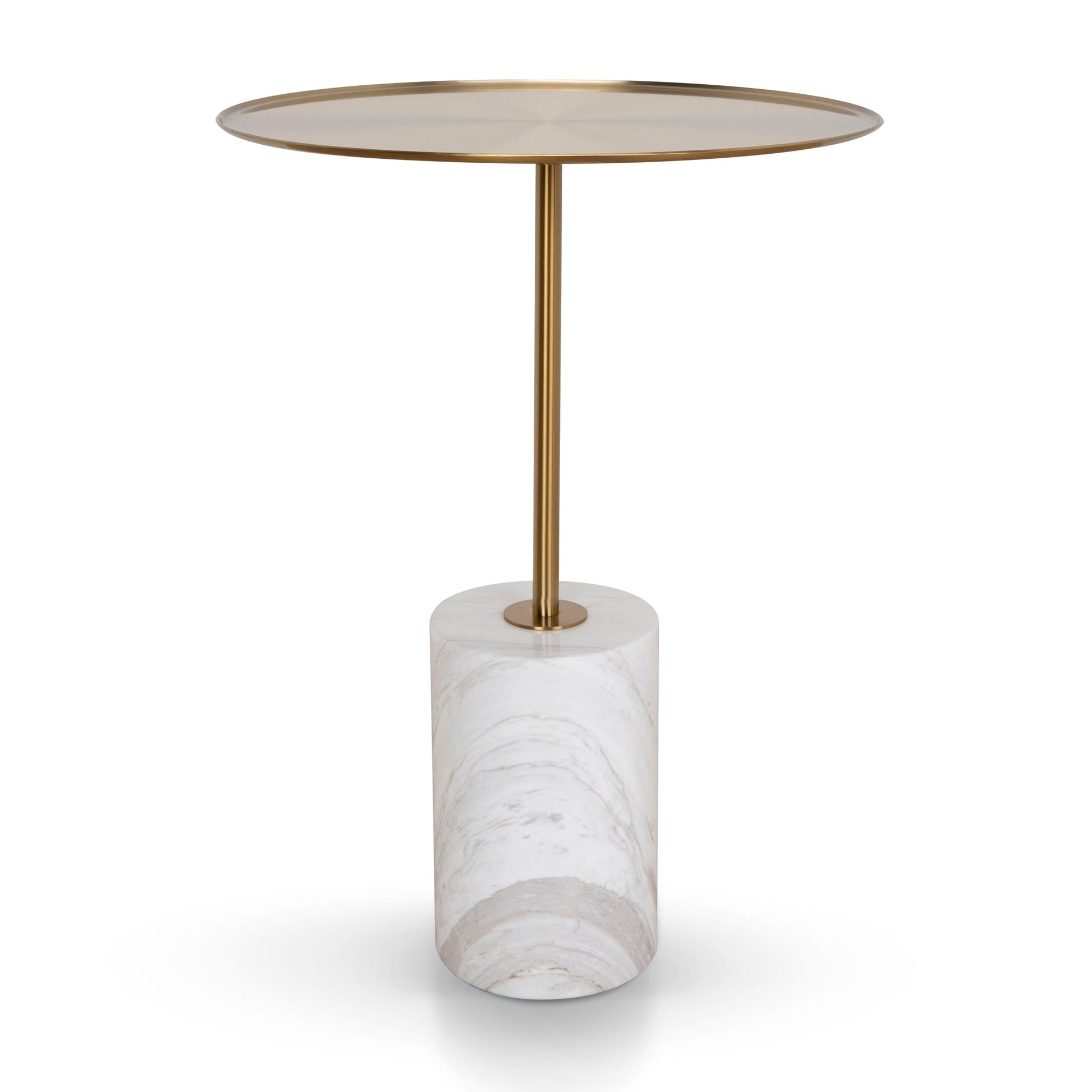 45cm Brushed Gold Side Table - Carrara Marble