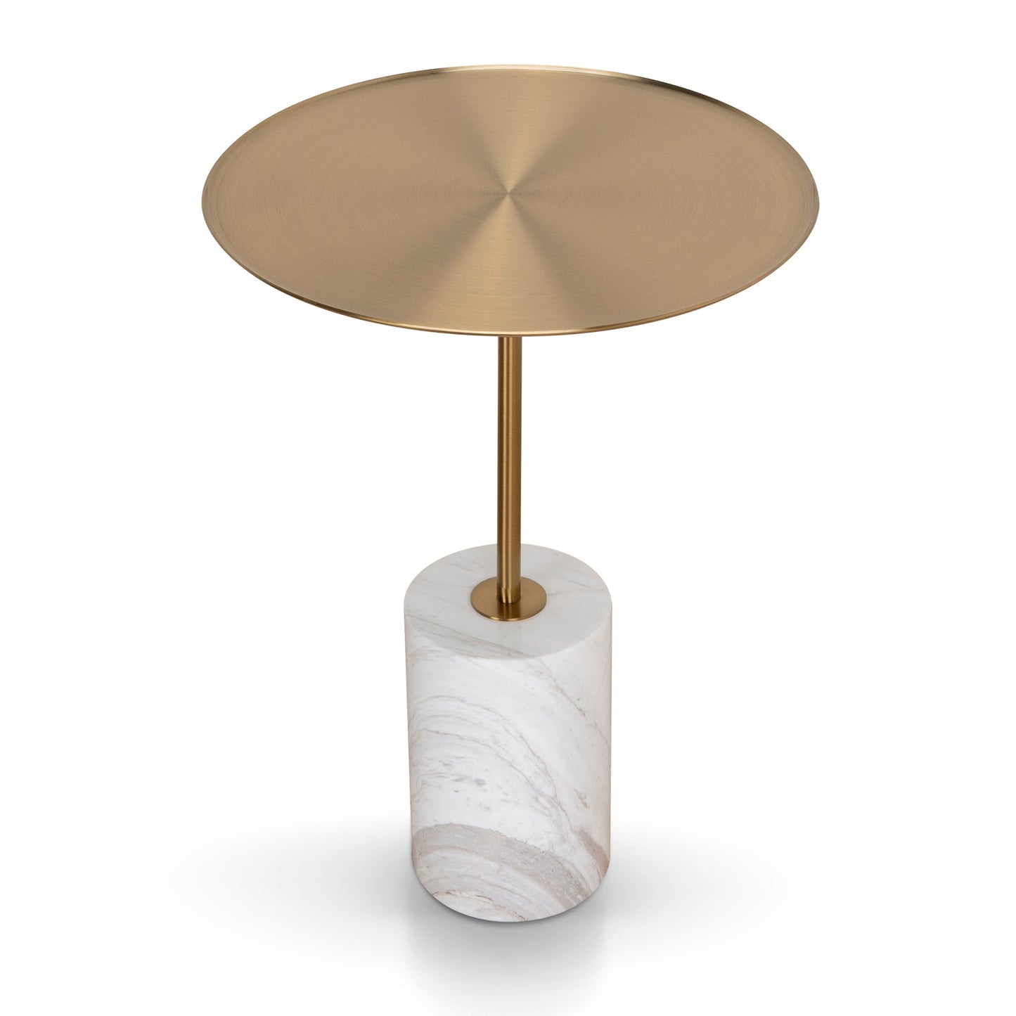 45cm Brushed Gold Side Table - Carrara Marble