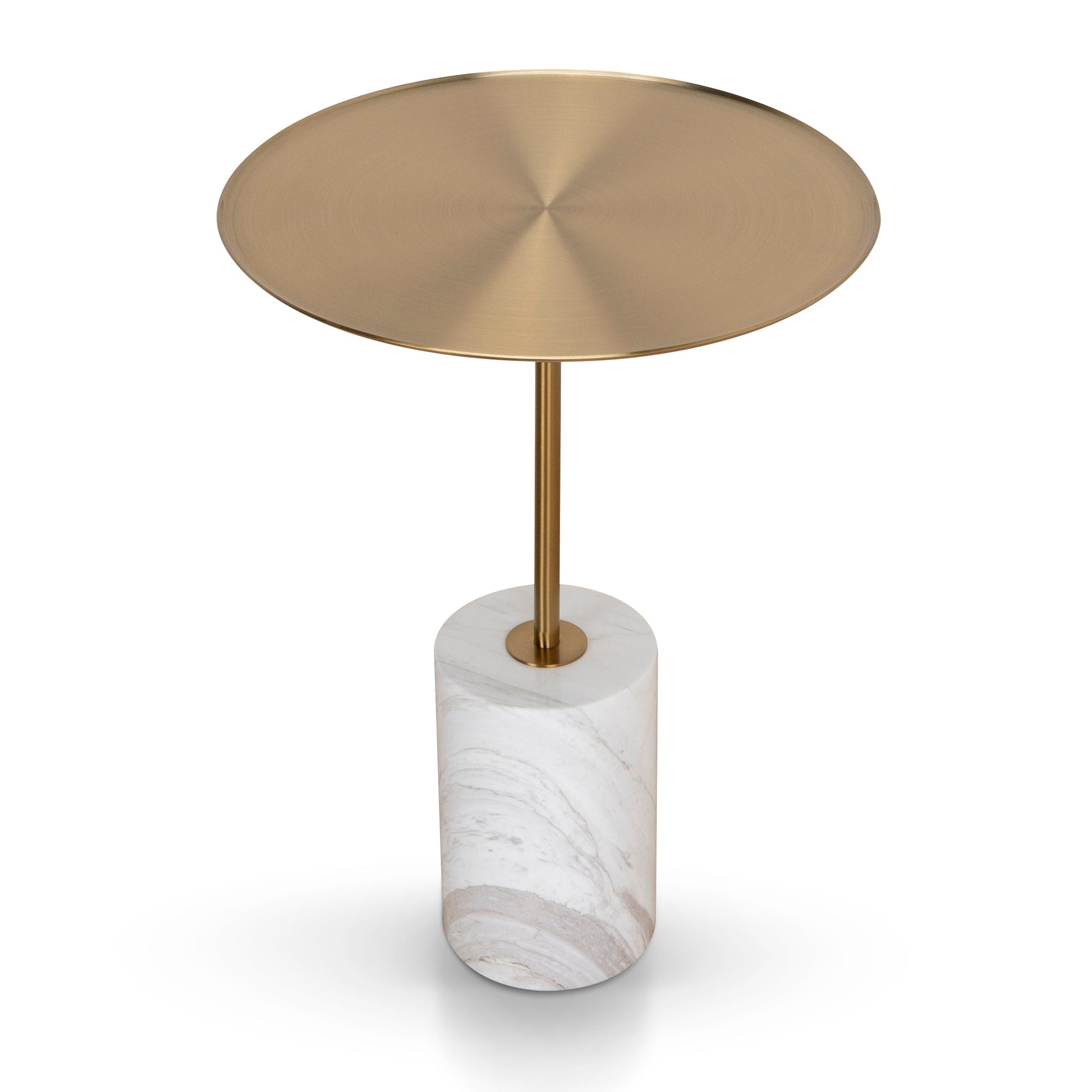 45cm Brushed Gold Side Table - Carrara Marble