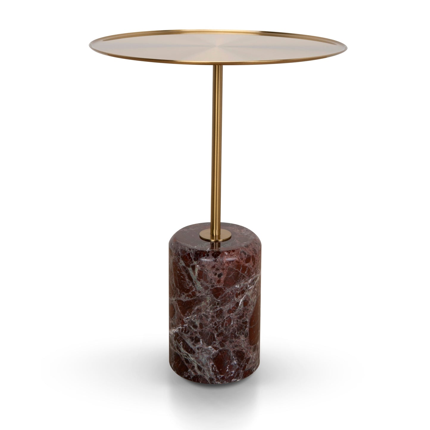 45cm Brushed Gold Side Table - Rosso Levanto Marble