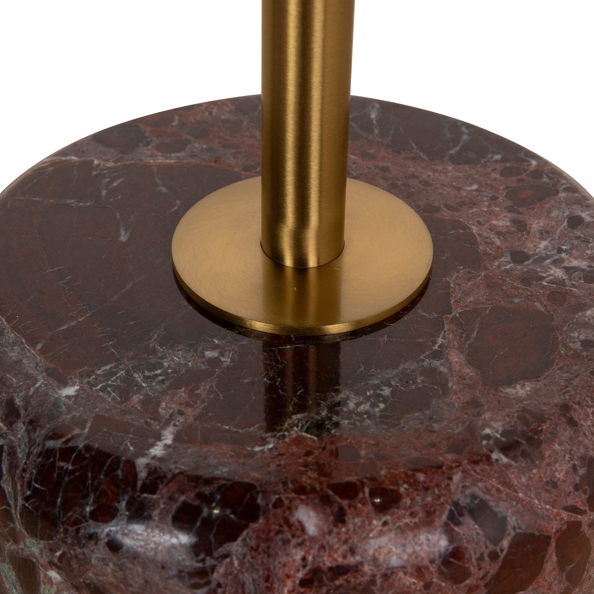 45cm Brushed Gold Side Table - Rosso Levanto Marble
