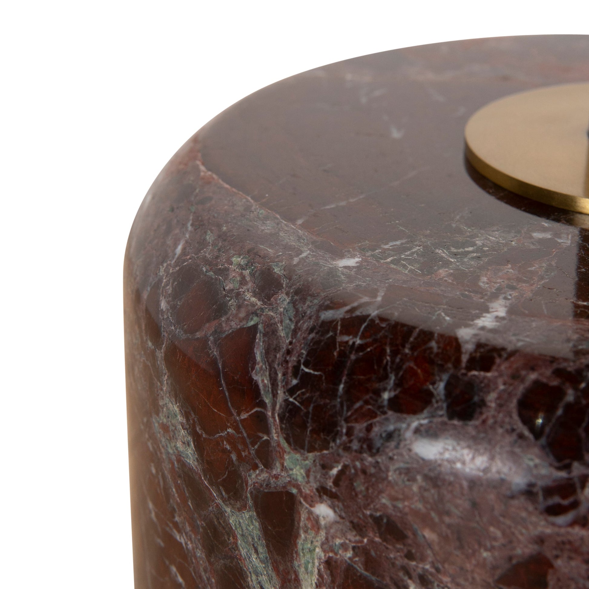 45cm Brushed Gold Side Table - Rosso Levanto Marble