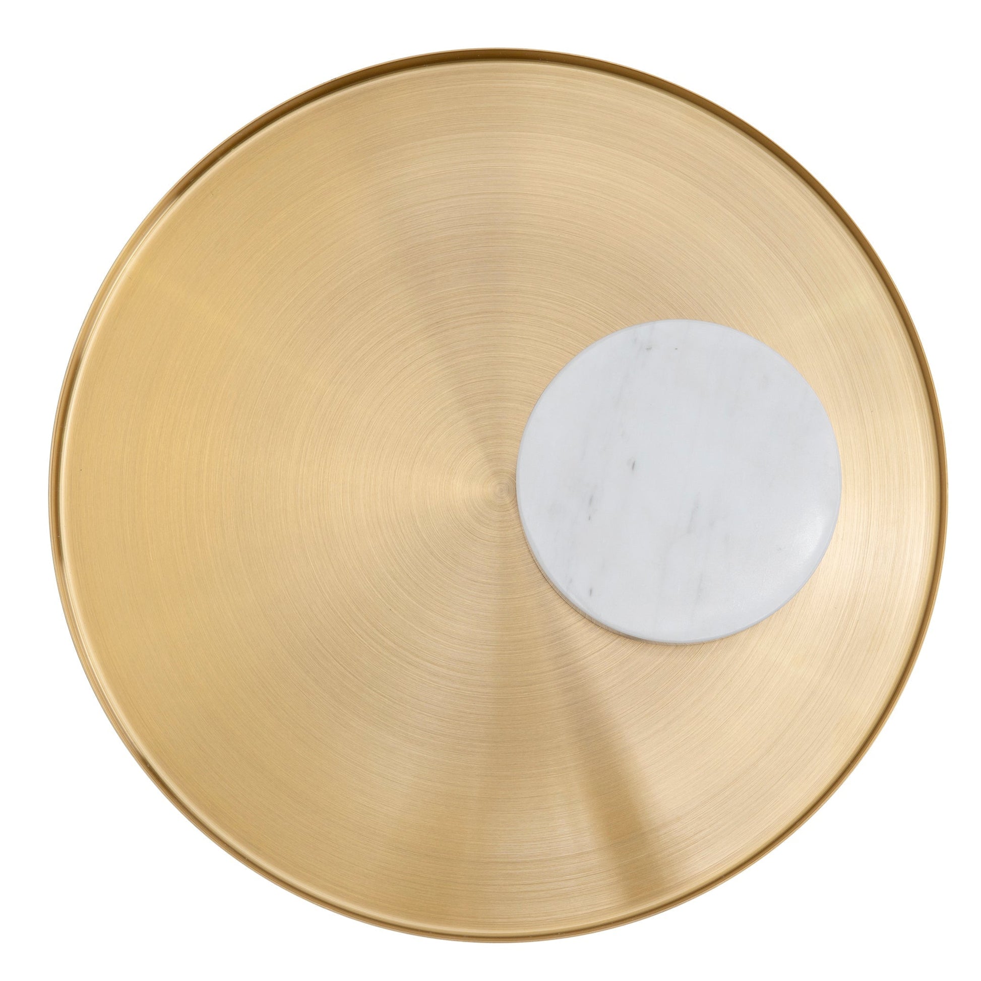 40cm Round Brushed Gold Side Table - Marble