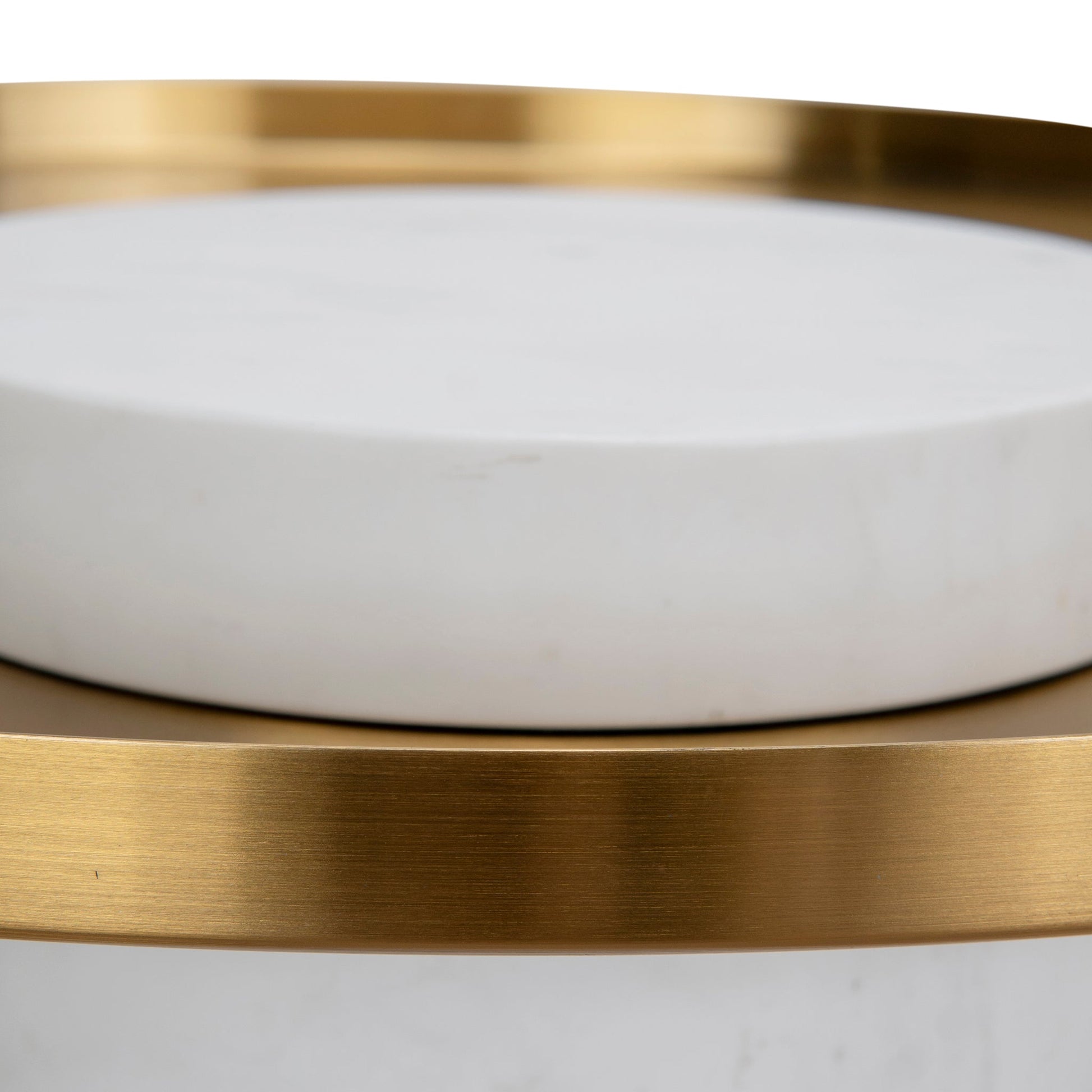 40cm Round Brushed Gold Side Table - Marble