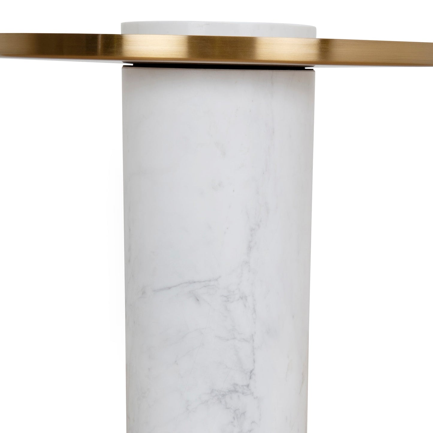 40cm Round Brushed Gold Side Table - Marble